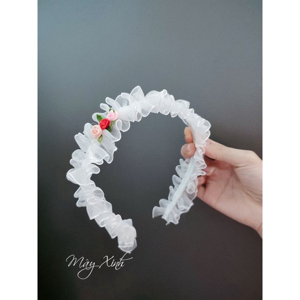 Băng đô cài tóc kèm mái đính hoa xinh cho bé