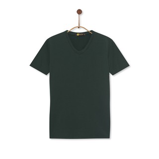 Áo thun cổ tim Hoa Long - xanh rêu - co giãn 4 chiều