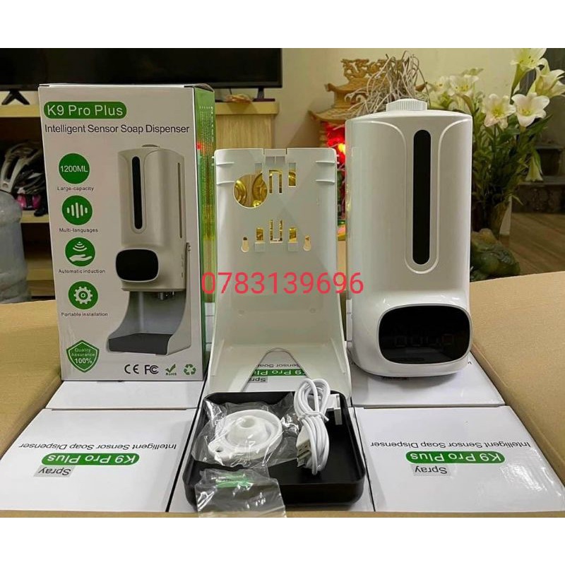 Máy khử khuẩn đo thân nhiệt tự động cảm ứng k9 pro (tặng chân đế)