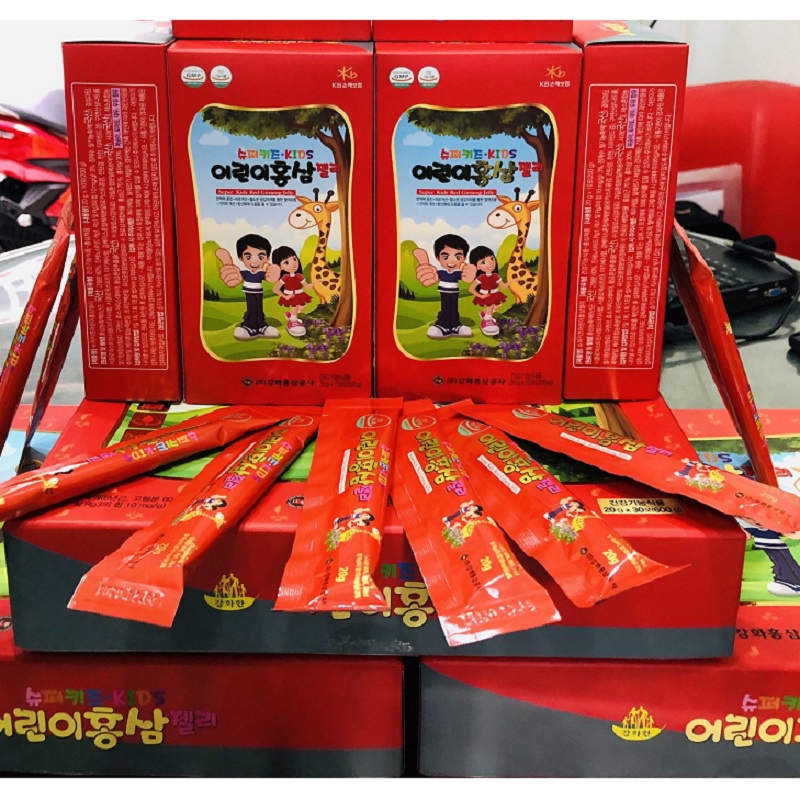 Thạch Hồng Sâm Trẻ Em Kanghwa Kids Red Ginseng Jelly Hàn Quốc, Hộp 30 Gói * 20g, Giúp Tăng Sức Đề Kháng