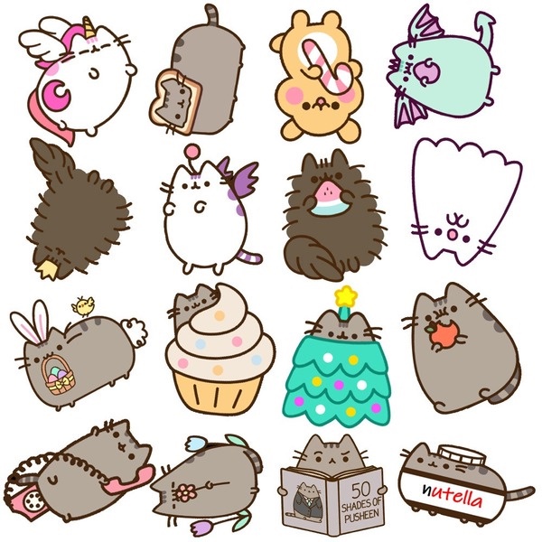 Bộ 50 Miếng Dán Hoạt Hình Pusheen Chống Thấm Nước