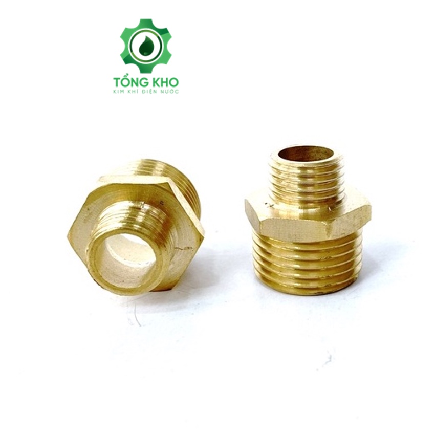 Kép 21mm thu 13mm nối thau 2 đầu ren ngoài - Kép thu ren ngoài 21mm sang 13mm -Tổng kho kim khí điện nước