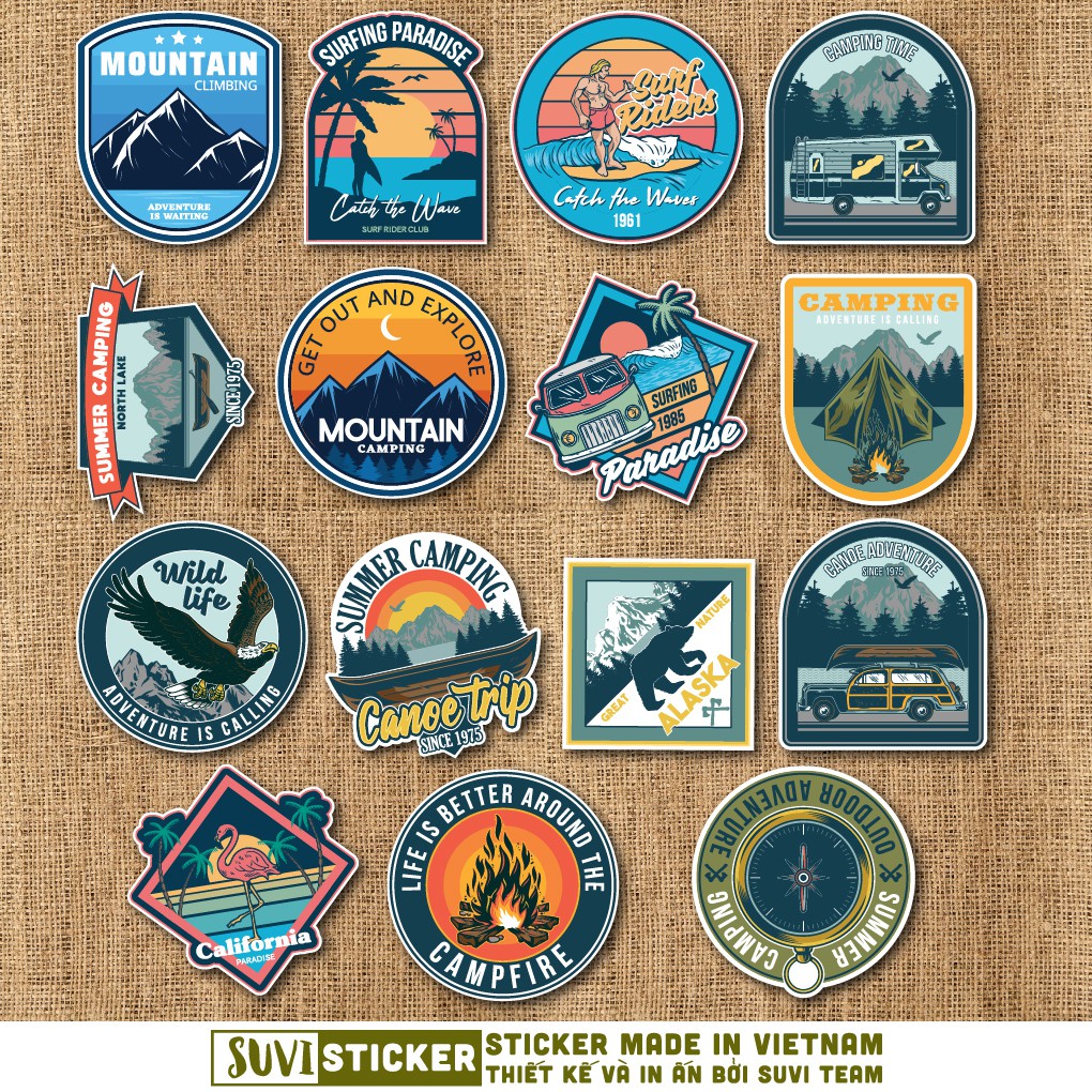 50 Sticker Vintage Travel Label chống nước sticker dán laptop, điện thoại, đàn guitar, mũ bảo hiểm, vali. MSP: V18