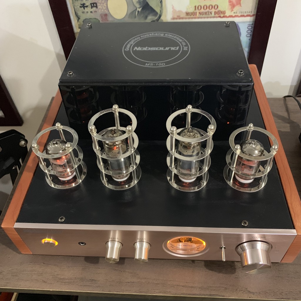 Ampli đèn 4 bóng tích hợp Nobsound MS10D + tặng jack AV chất âm mộc mạc mặt phay nhôm xước Bảo Hành 12 Tháng