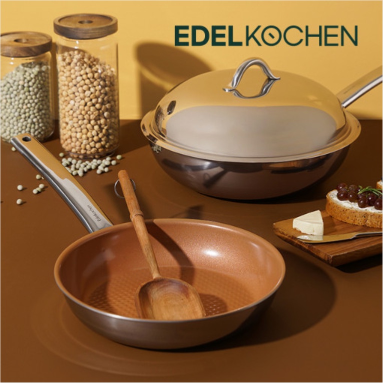 Chảo inox chống dính bếp từ Edelkochen 3 lớp Easy Prism màu Nâu - Size 24/28cm