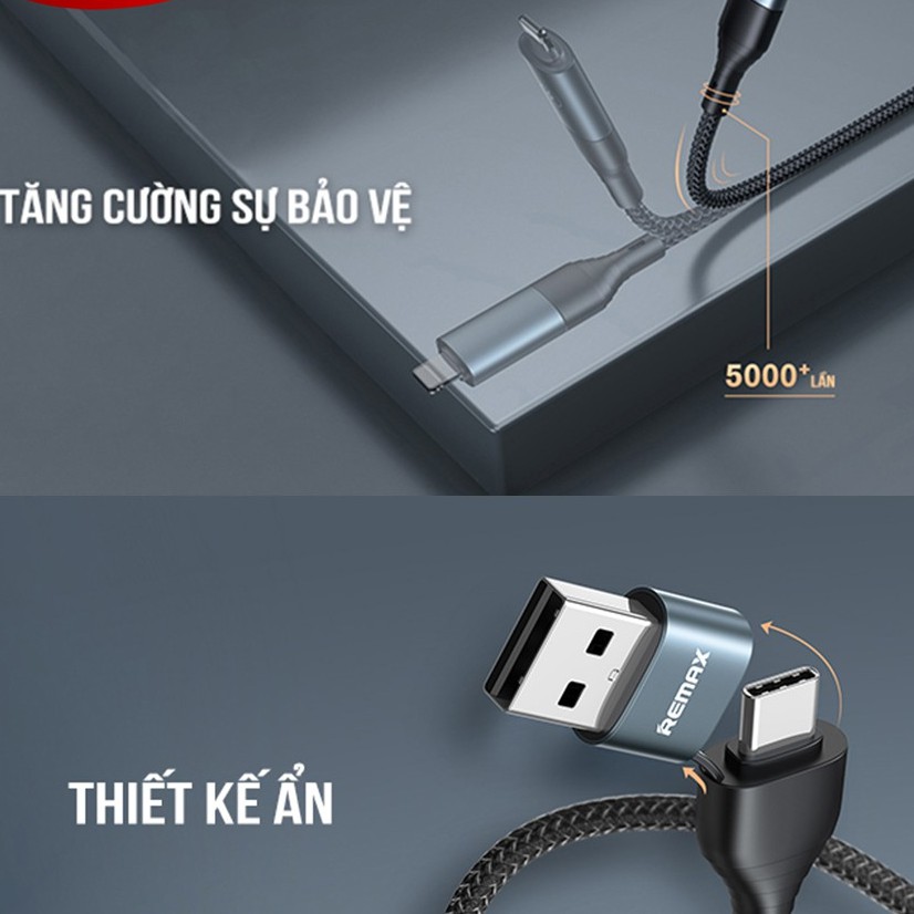 🌟CHÍNH HÃNG🌟 Cáp Sạc Nhanh Đa Năng 4 in 1 Remax RC 011 Đầu USB Type-C Ra Chân Lightning Và Micro Chính Hãng