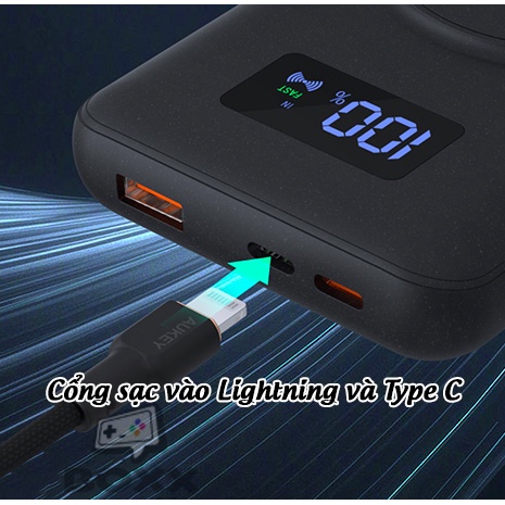 Pin dự phòng AUKEY PB-WL02i sạc nhanh 20W, sạc nhanh không dây 15W