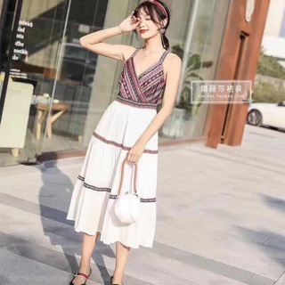 Váy hai dây thổ cẩm maxi