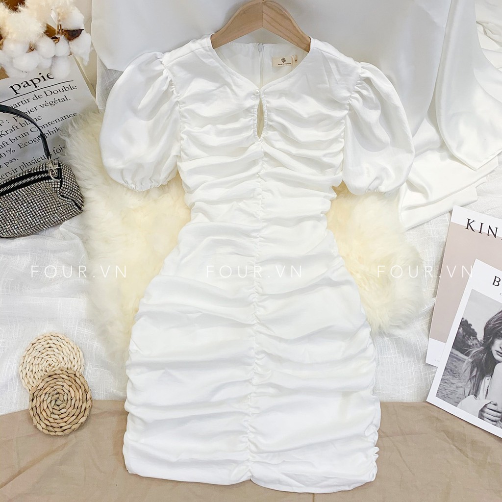 Đầm thiết kế ôm body tay phồng cao cấp dự tiệc cưới D140 Four Fashion | BigBuy360 - bigbuy360.vn