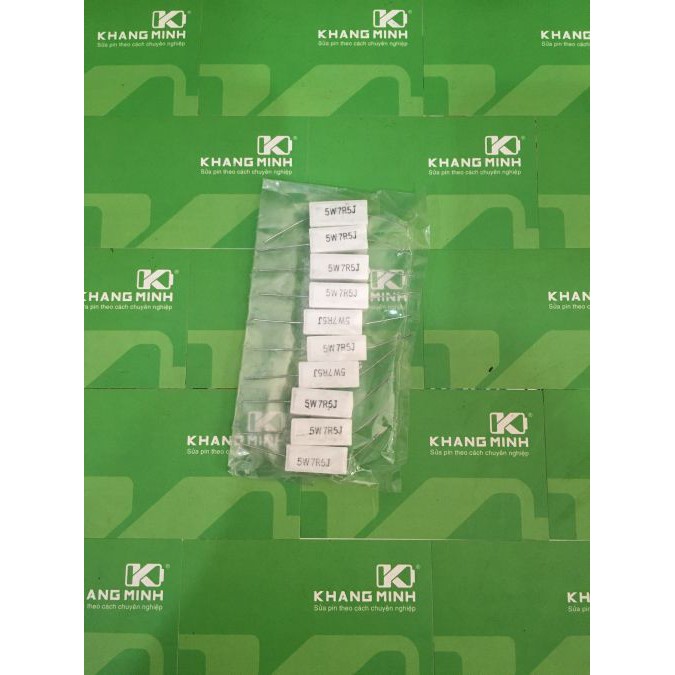 Điện trở 5W 7.5R, dùng kết hợp với mạch xả báo dung lượng pin.