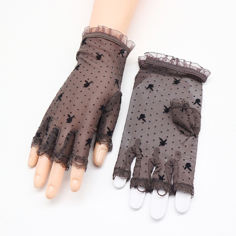 Găng Tay Ren Hở Ngón Xinh Xắn Cho Nữ