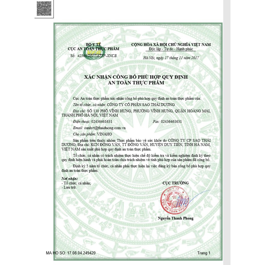 ✅✅ Siro VINAHO Thái Dương