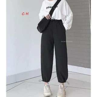 Sét đồ nữ Sét trang phục áo sweater crosss + quần bom chun gấu form thụng giá rẻ unisex