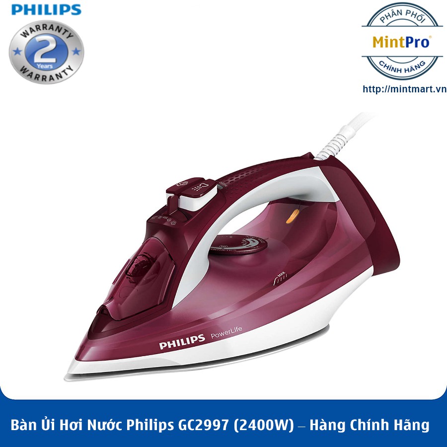 Bàn Ủi Hơi Nước Philips GC2997 (2400W) – Hàng Chính Hãng – Bảo Hành 2 Năm Toàn Quốc