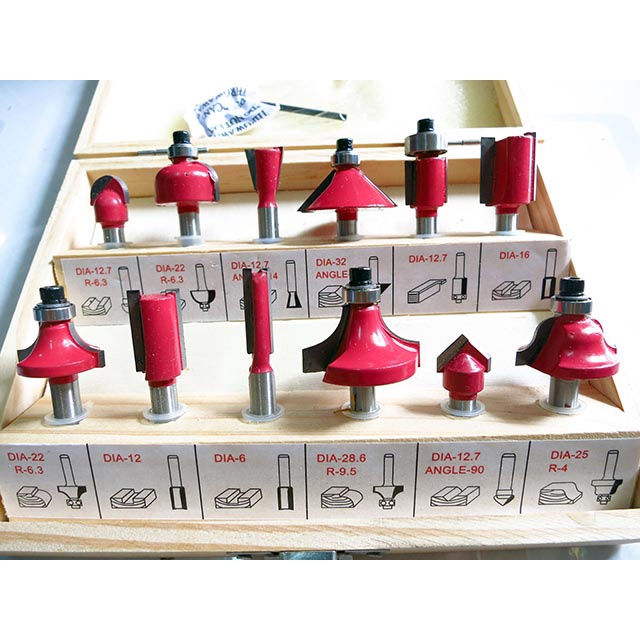 Bộ 12 Mũi Soi Cốt 6.35mm - Bộ 12 Mũi Soi Cốt chuyên dùng cho máy phay cầm tay hoặc máy bàn router cốt 6.35 mm CAO CẤP