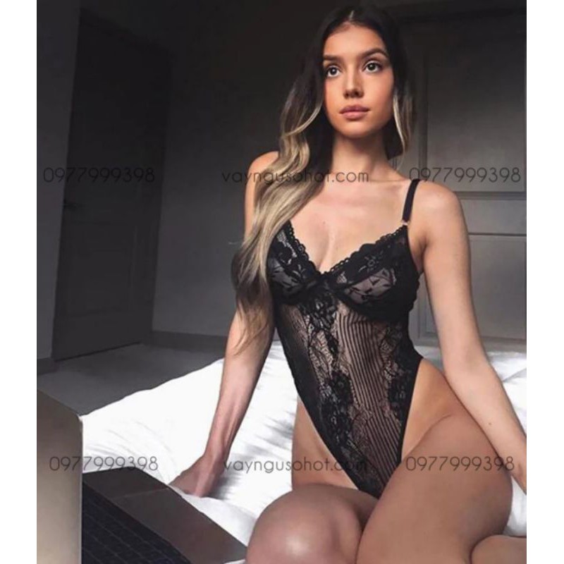 ( clip tự quay + ảnh thật tự chụp ) bodysuit ren đen sọc khoét hông cao sexy | BigBuy360 - bigbuy360.vn
