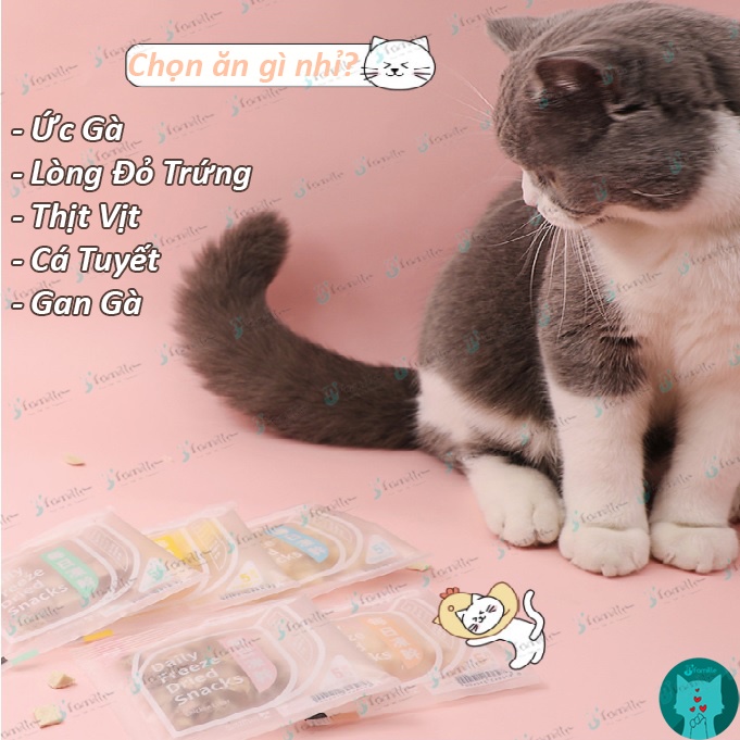 [CAT ONLY]Thức Ăn Khô Cho Mèo, Treat Khô Ngũ Vị JFamille, Gói 5g, Đầy Đủ Dưỡng Chất, Mượt Lông, Dễ Tiêu Hóa. JF141