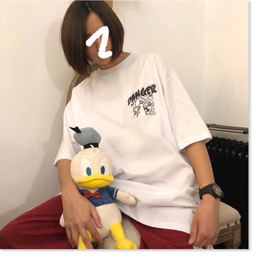 Áo thun phông tay lỡ form rộng VỊT DANGER Unisex có form tay ngắn cho trẻ em và người lớn