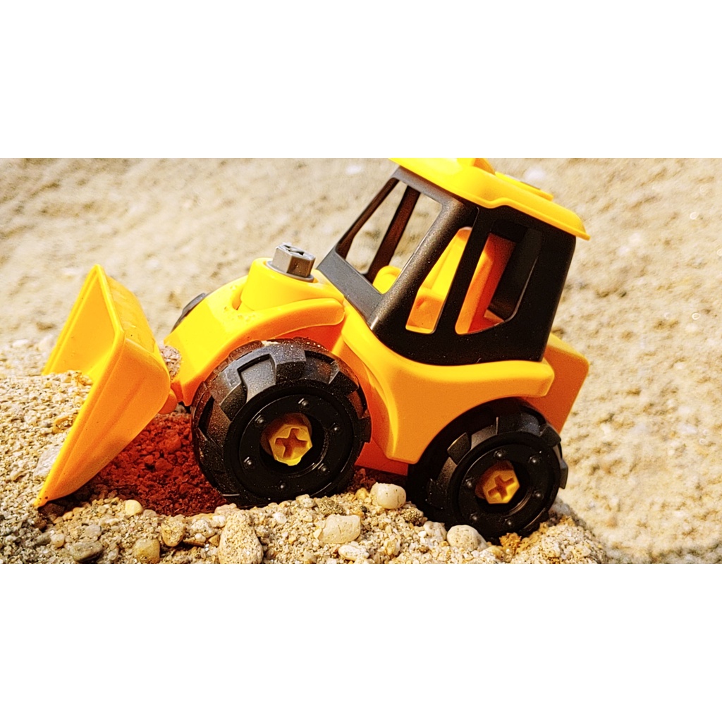 Đồ chơi ô tô cho bé trai mô hình xe công trình cho bé, xe lu, máy xúc, máy ủi kích thước 12cm*12cm có thể tháo lắp rời