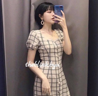 ĐẦM CARO TAY PHỒNG NÚT BỌC