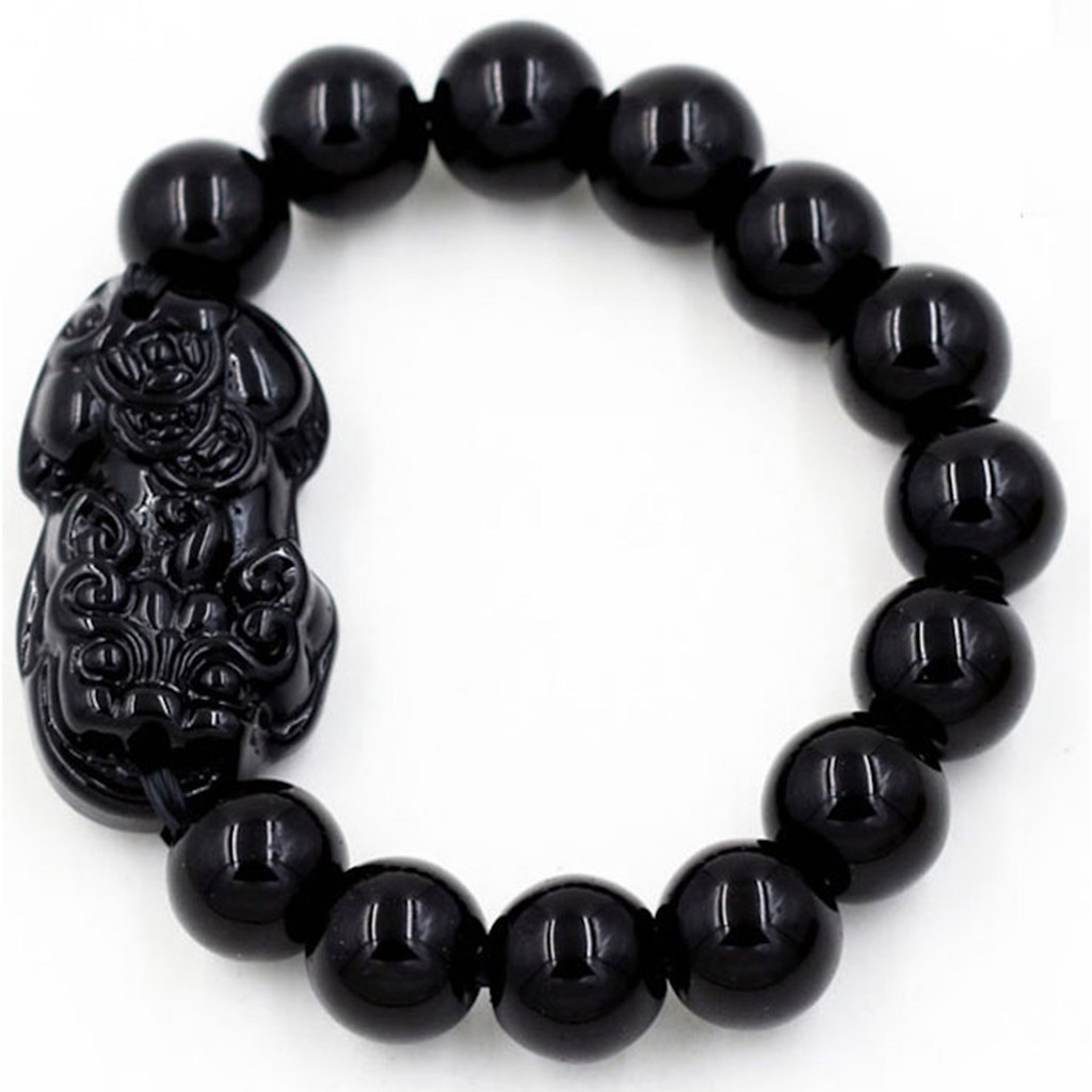 Vòng Đá Thiên Nhiên Phong Thuỷ 12 Ly Đen P039