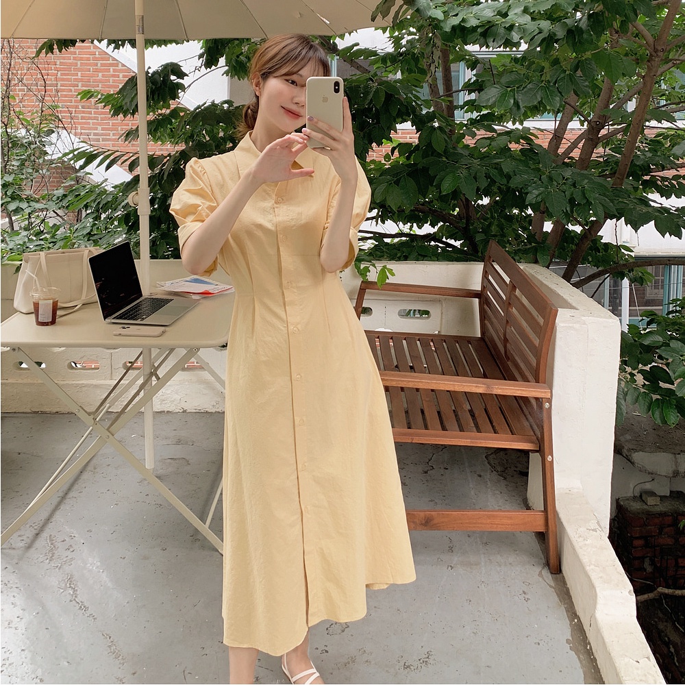 Đầm midi SUXI đơn giản ngọt ngào phong cách Hàn Quốc thời trang mùa hè xinh xắn cho nữ