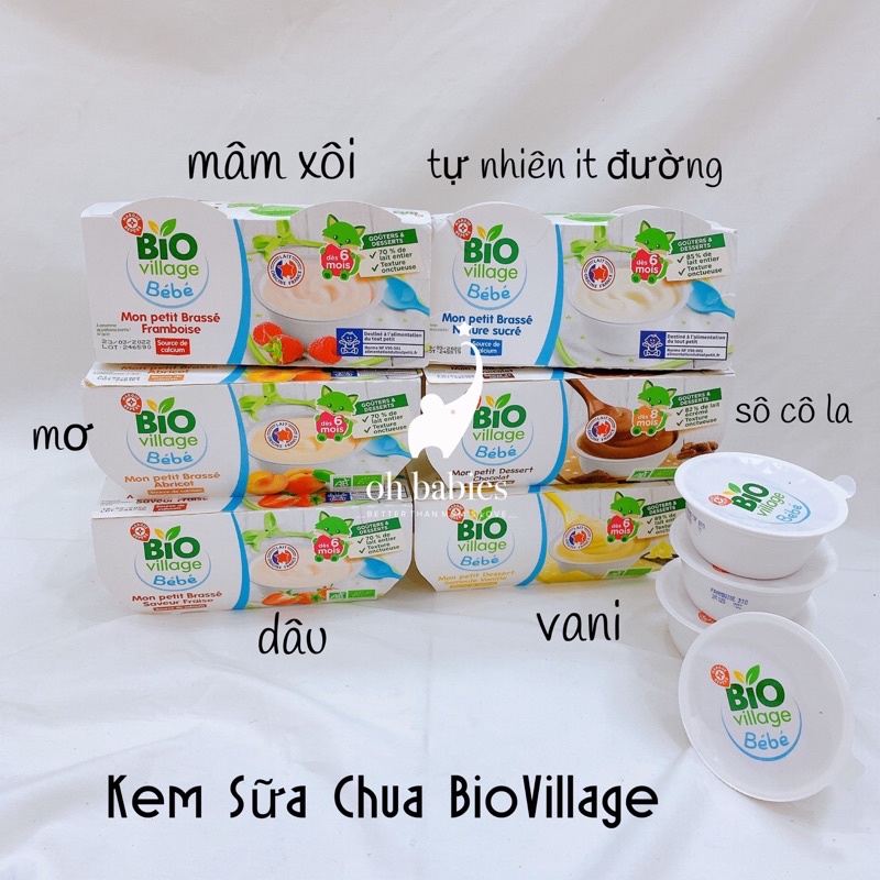 Sữa chua Bio Village Hữu cơ cho bé từ 6m+ hàng air đủ bill date mới nhất [OH BABIES]