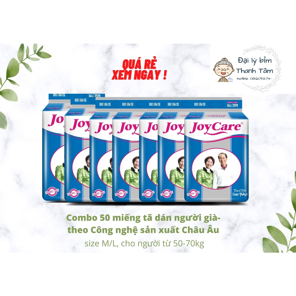 Combo 50 miếng Bỉm/Tã dán cho NGƯỜI GIÀ JOYCARE, size M/L- Hàng loại 1