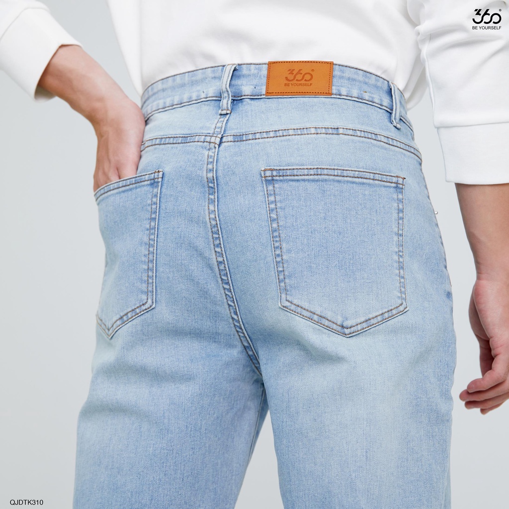 Quần jean nam thương hiệu 360 Boutique dáng tapered màu xanh denim - QJDTK310