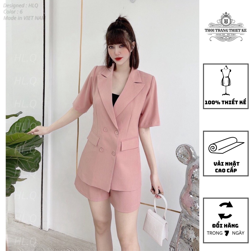 Bộ vest nữ công sở áo vest tay ngắn dáng dài quần short thời trang thiết kế cao cấp Q044