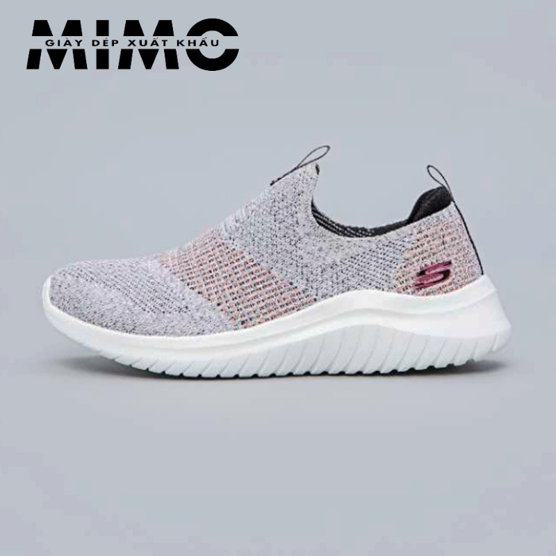 Giày Skechers cho nữ 4 vạch màu ghi cam, giày thể thao, đi bộ siêu êm mềm nhẹ, bền đẹp, chống trơn trượt full hộp