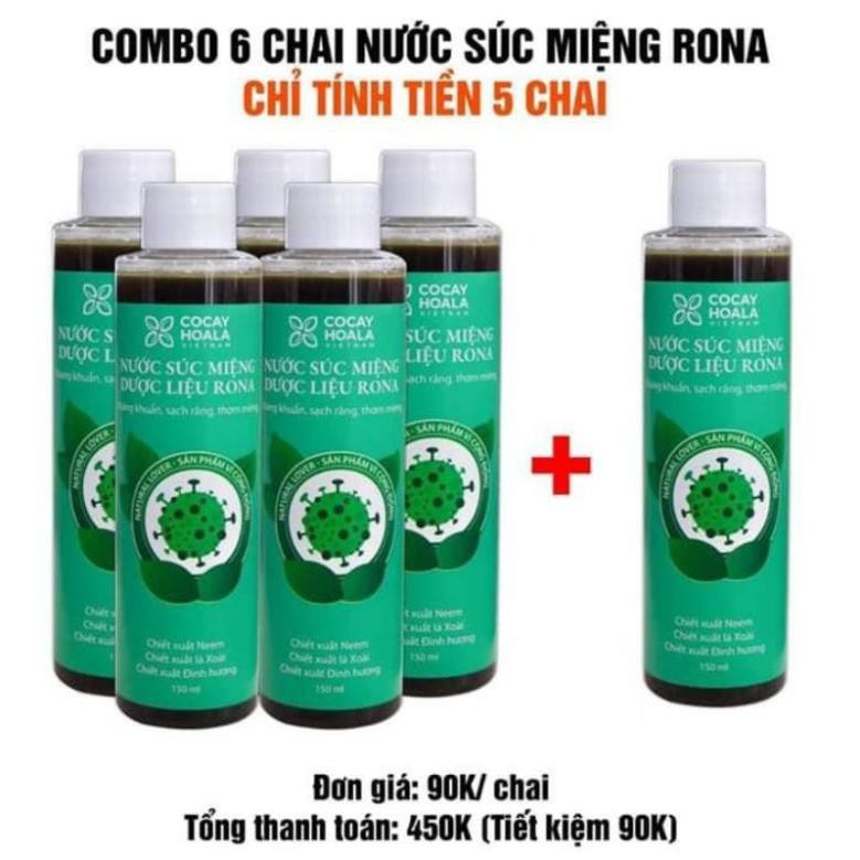 [MUA 5 TẶNG 1] ♥️Freeship♥️ Nước Súc Miệng Dược Liệu Rona Trị Hôi Miệng Chảy Máu Chân Răng 150ml Cỏ cây hoa lá