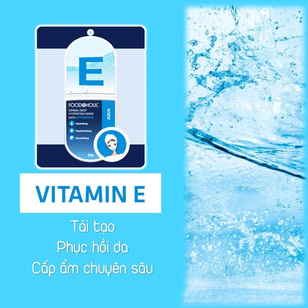 Hộp 10 Mặt Nạ Dưỡng Ẩm Cho Da Chiết Xuất Vitamin E Foodaholic Derma Deep Hydrating Mask 23g x 10