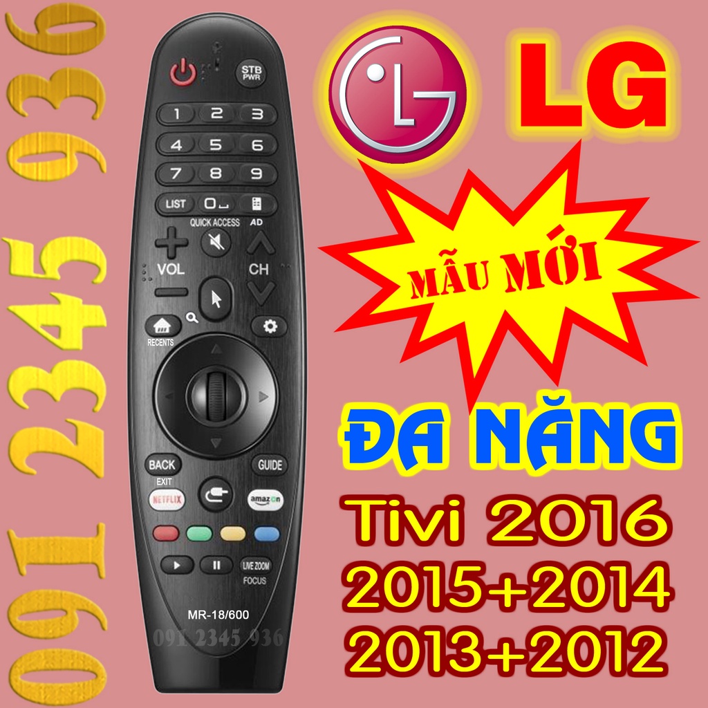 Điều khiển tivi LG mẫu năm 2016 2015 2014 2013 2012 có Chuột bay Không giọng nói Magic Remote MR-18/600 Made in TAIWAN