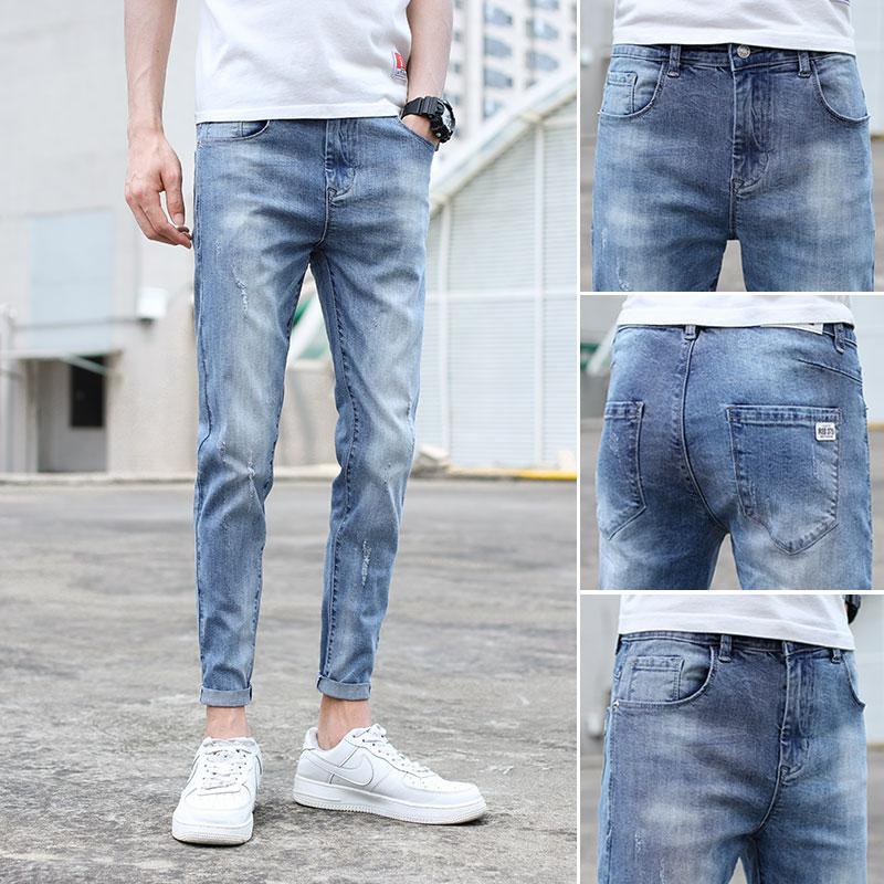 Quần Jean Dài Lưng Vừa Dáng Ôm Kiểu Hàn Quốc Cá Tính Cho Nam