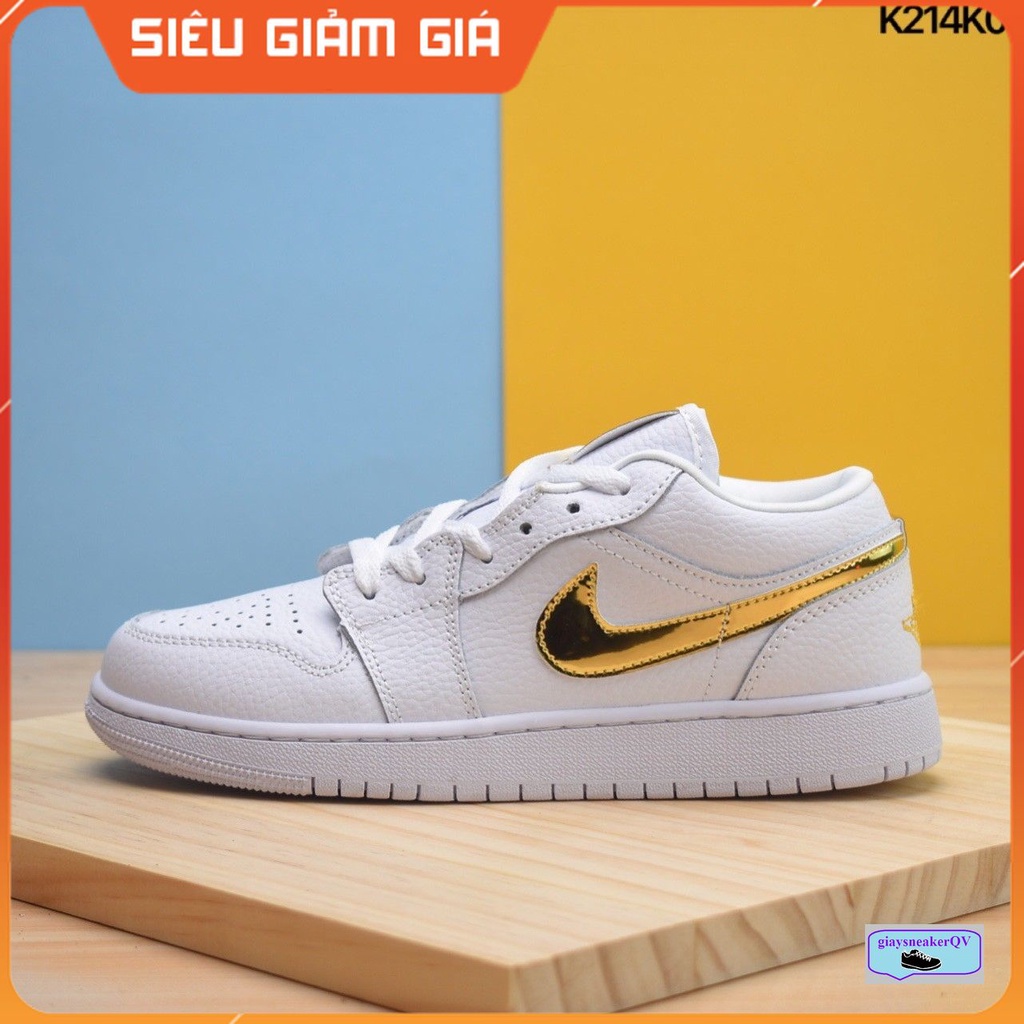 Giày thể thao Jordan 1 Low White Metallic Gold  vàng bóng siêu đẹp, hot hit dành cho nam nữ