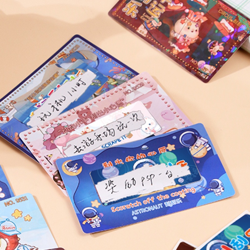 Set 20 Tấm Thẻ Cào Họa Tiết Hoạt Hình Dễ Thương Dành Cho Học Sinh