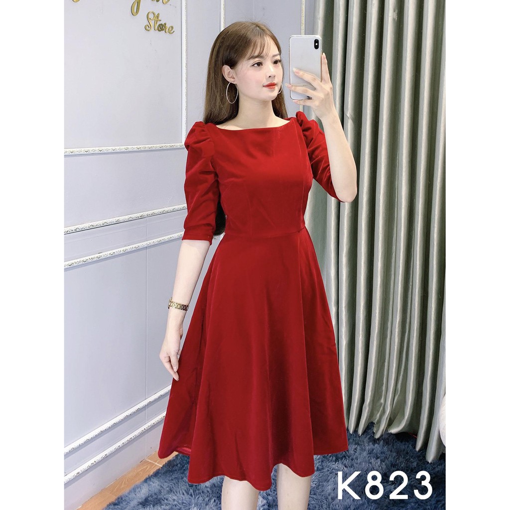 Đầm Công Sở Dáng Suông Ôm Eo - She Loves K823 Màu Đỏ