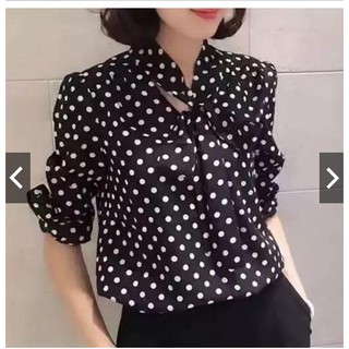 Áo sơ mi chấn bi buộc nơ