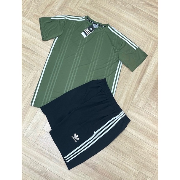 Bộ short nam cộc hè,bộ thể thao nam 3 sọc cổ tròn ép Vân cao tần chất mát, mềm mịn, mặc cực thời trang, chuẩn soái ca