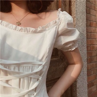 (ORDER) Váy trắng ulzzang thắt dây siêu đẹp