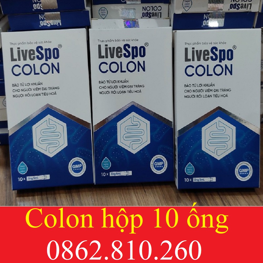 Men vi sinh LiveSpo Colon 30 tỷ bào tử lợi khuẩn cho người viêm đại tràng, táo bón tiêu chảy (Hộp 10 ống x 5ml)