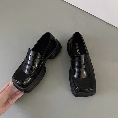 Giày loafer mũi vuông đế dày ulzzang 2021 phomg cách retro Pháp