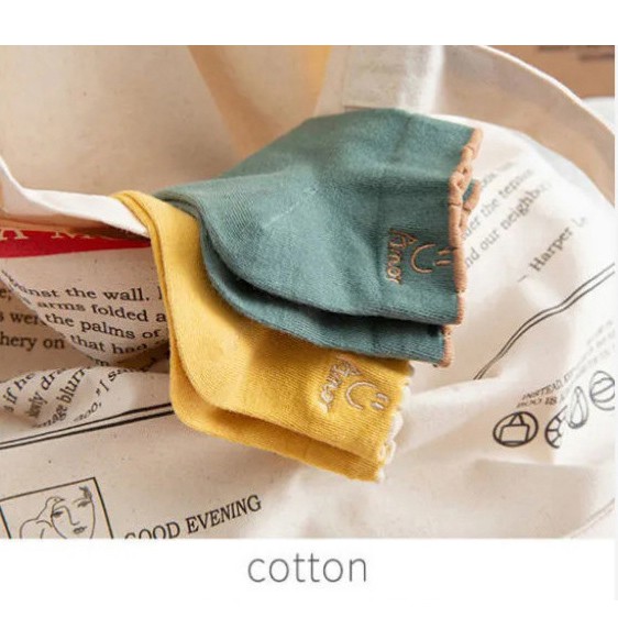 Vớ Cotton Cổ Thấp Thoáng Khí In Hình Mặt Cười Dễ Thương Cho Nữ