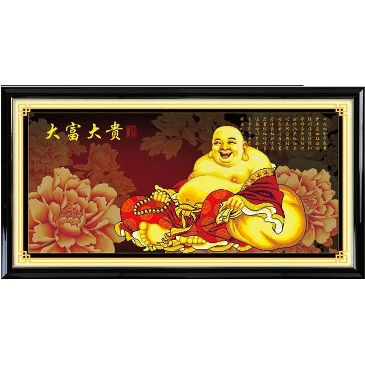 Tranh Thêu Chữ Thập 3D Nụ Cười Phật Di Lặc A874 (Khách tự thêu) KT:143X70CM