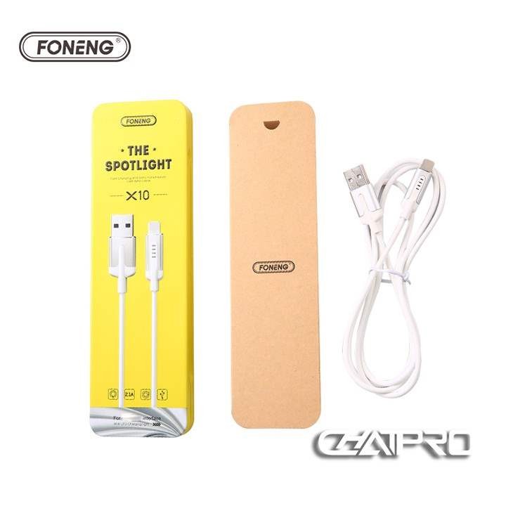 Dây sạc nhanh 2.1A dài 1.2 mét Foneng X10 cao cấp chính hãng – Có đèn báo sạc, hộp thiết