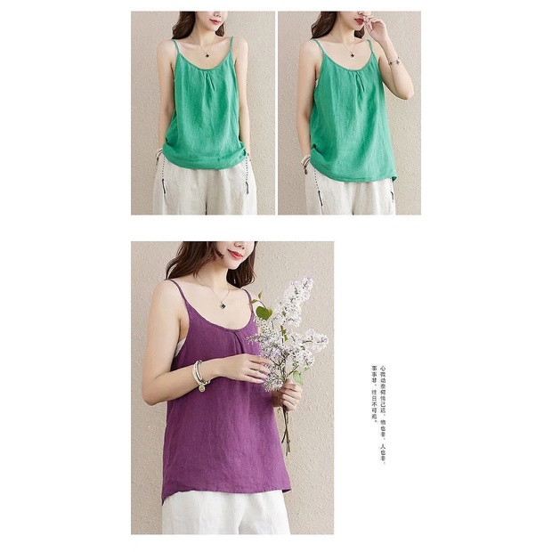 Áo hai dây dáng rộng vải cotton lanh dễ phối đồ có size lớn m-3xl thời trang mùa hè cho nữ | BigBuy360 - bigbuy360.vn