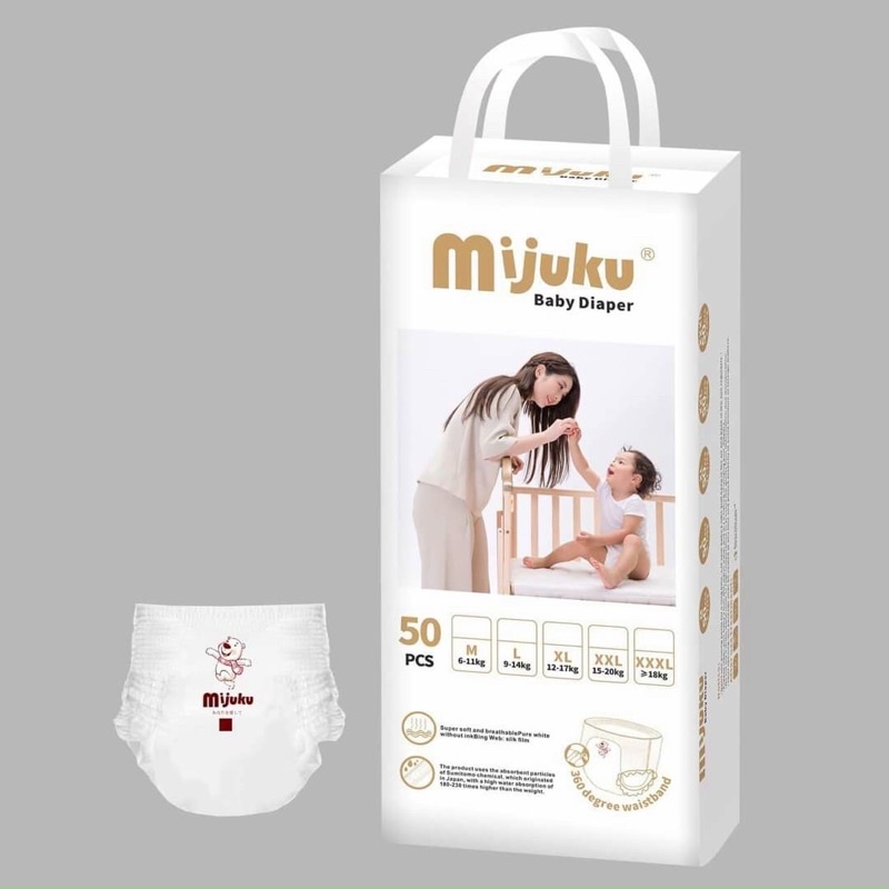 Bỉm quần Mijuku, Tã Quần MIJUKU xuất Nhật Cao Cấp Đủ Size - Mun Store