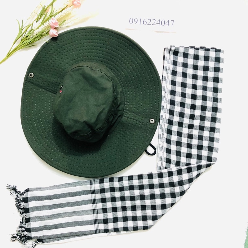 Combo Khăn rằng, nón tai bèo, mũ xanh, tình nguyện xanh