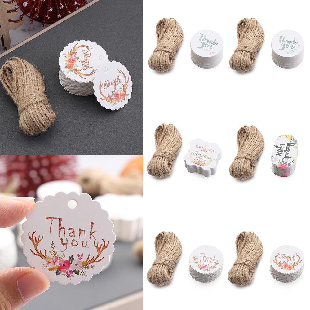 Bộ 50 Thẻ Giấy In Hoa Tự Trang Trí Hộp Quà Cưới / Giáng Sinh
